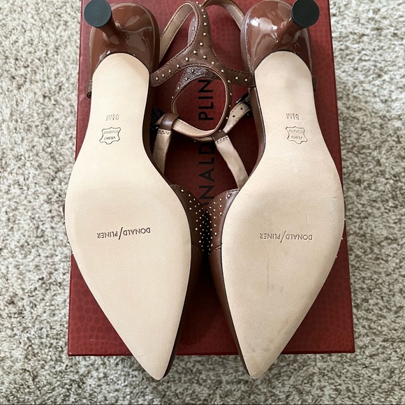 Donald Pliner Botti Slingback Kitten Heel Pumps Calf leather studded pointed toe - Picture 4 of 8